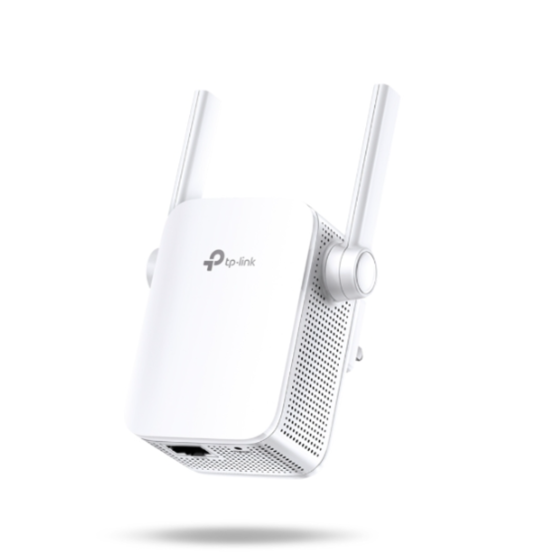 White TP-Link router with antennas on a white background